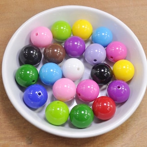 15Pcs  20mm Round Resin Beads，Multi color Acrylic Round Bead，DIY Beads,Necklace or bracelet Jewelry Making Supplies