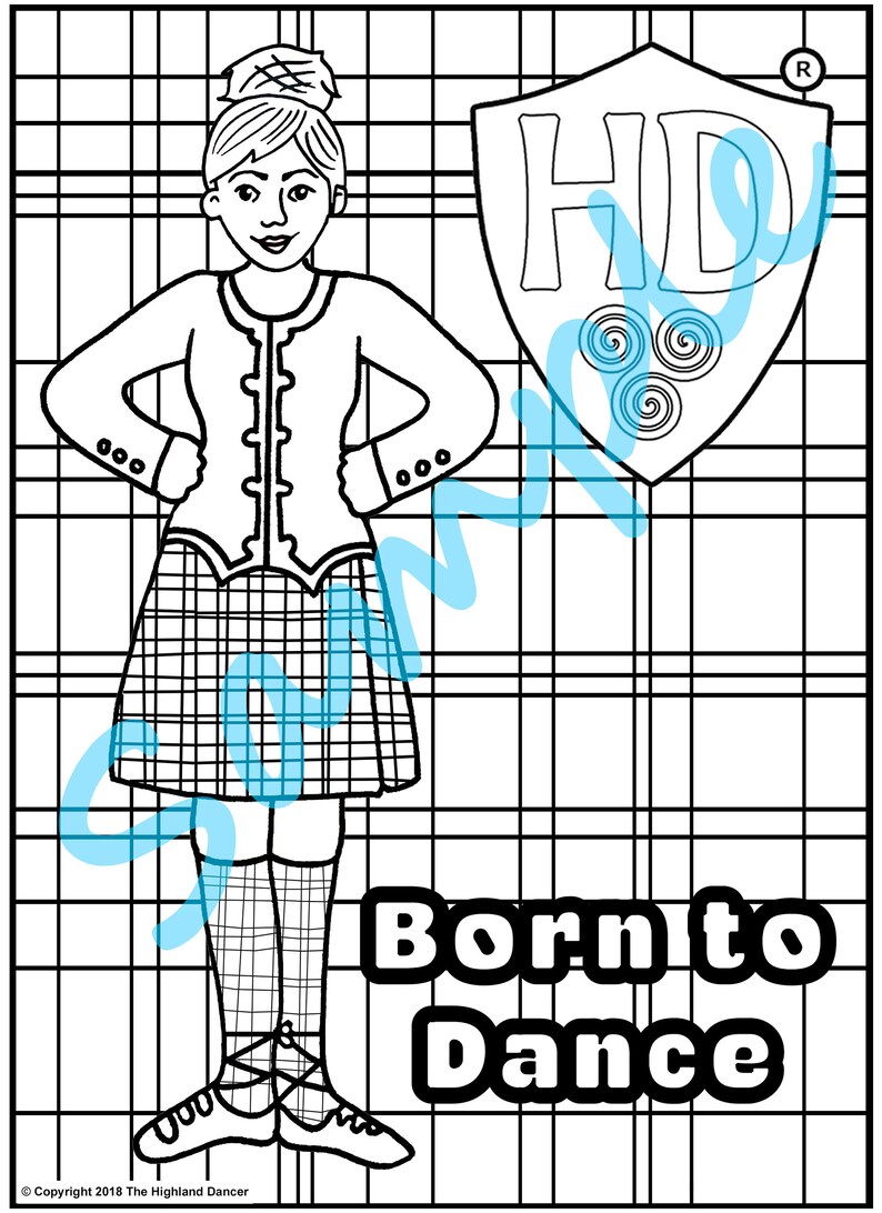 Highland Dancer Colour in Sheet Digital Download Girl 1 | Etsy