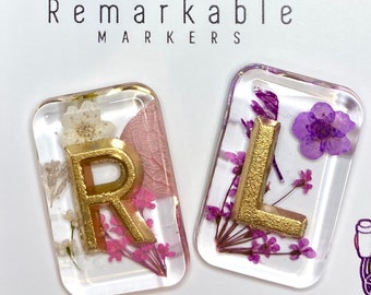 X-Ray markers - Florals with gold letters.