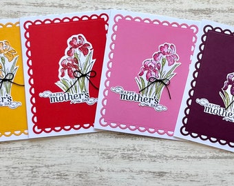 Mother’s Day handmade/stamped cards set of 6. Two-step-stamping floral cards for mothers