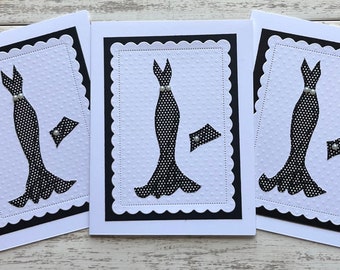Mother’s Day/Feminine handmade cards set of 3, 6, 9, or 12. Black and white greeting cards