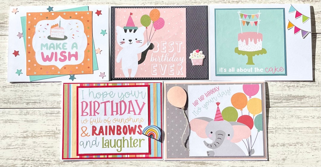 Birthday Handmade Cards Set of 5. Assortment of Birthday Cards - Etsy