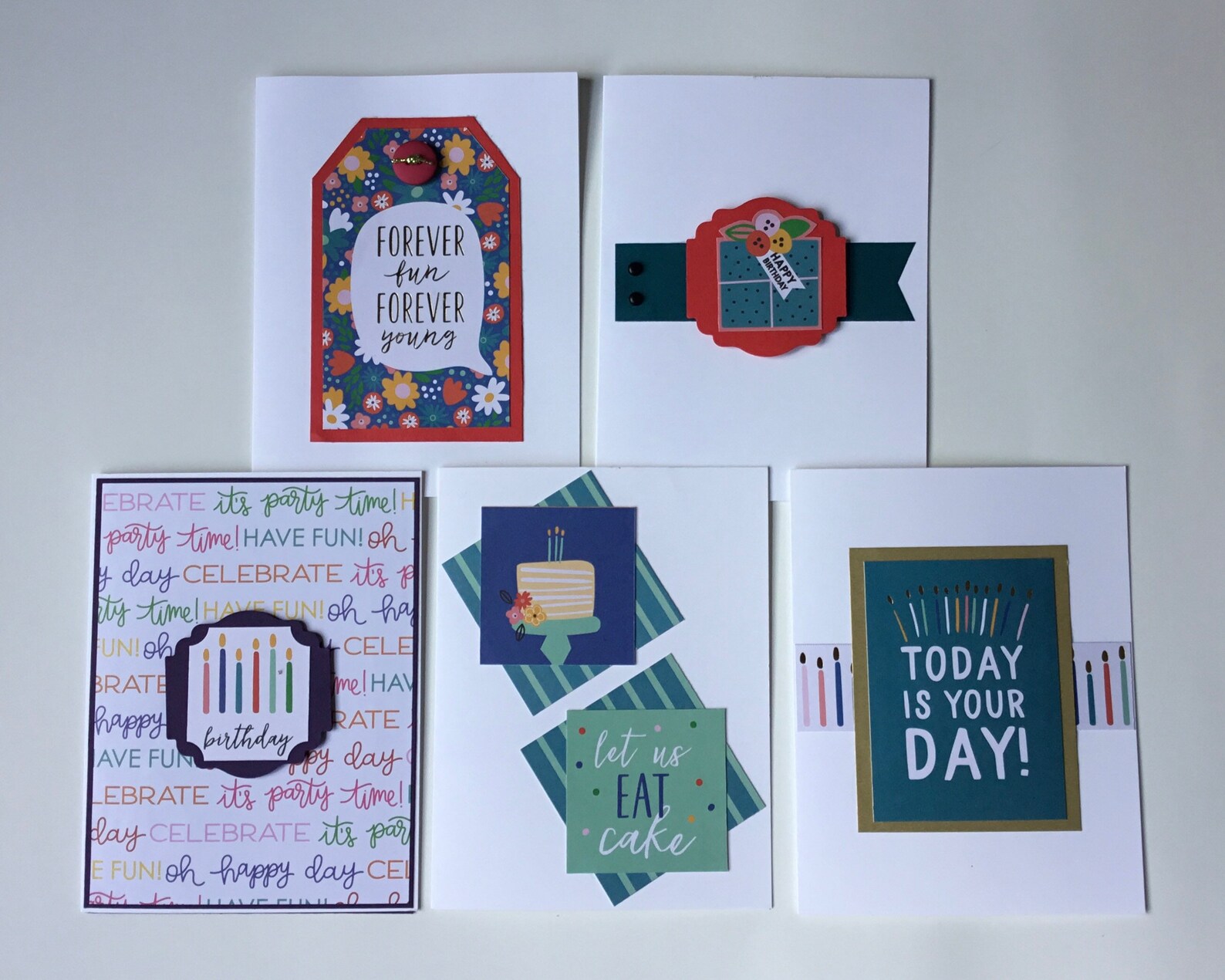 Birthday/celebration Handmade Cards Set. Set of 10 Birthday Etsy
