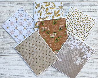 Gold & Beige Christmas cards set of six. Blank cards with gold and ivory designs.