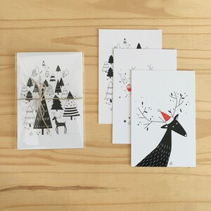 Lot de 3 CARTES DE VOEUX " Cerf "