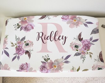 Personalized Changing Pad Cover Plum Rose Minky Changing Pad Cover Baby Gift