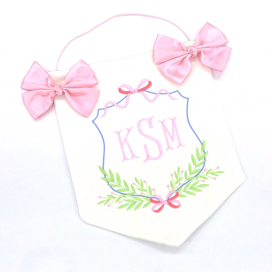 Watercolor Egg Trio Door Hanger with Bow, Pink Floral + Green