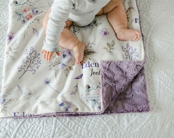 Minky Baby Blanket - Baby Girl Gift - Personalized Baby Blanket - Fur Blanket - Deluxe Baby Blanket - CRYSTAL JEAN LAVENDER Baby Deluxe