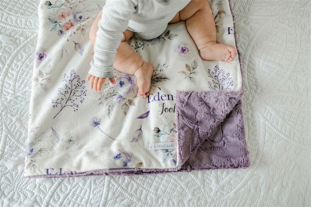 Minky Baby Blanket - Baby Girl Gift - Personalized Baby Blanket - Fur Blanket - Deluxe Baby Blanket - CRYSTAL JEAN LAVENDER Baby Deluxe