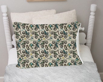 Personalized Dirt Bike Pillowcase: Soft Minky Motorcycle Bedding