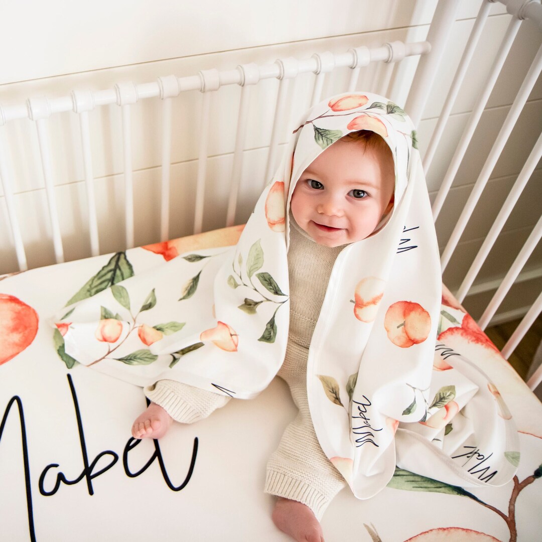 Stretchy Swaddle Blanket Baby Girl Gift Baby Name Blanket Peaches