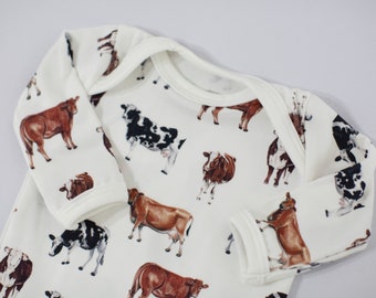 Cow Print Baby Gown: Personalized Newborn Gift Set