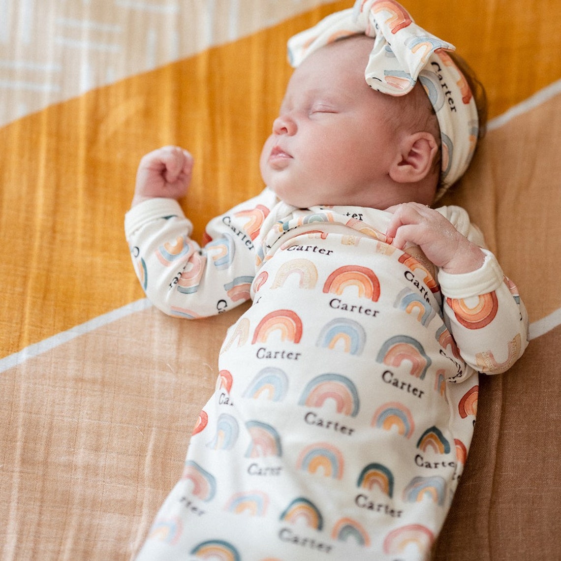Rainbow Baby Gown With Name Personalized Rainbow Baby Etsy