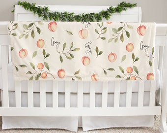 Minky Baby Blanket ,Baby Girl Gift , Peaches ,Personalized Baby Blanket ,Peach Baby Blanket, GEORGIA PEACH new Baby Deluxe