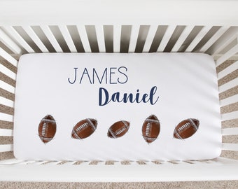 Drap pour lit de bébé, cadeau pour fan de football, drap de lit personnalisé, thème du football - sport pour chambre d'enfant - drap-housse pour lit de bébé - DRAP DE FOOTBALL