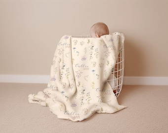 Personalized Minky Baby Blanket: Wildflower Floral Plush Fur