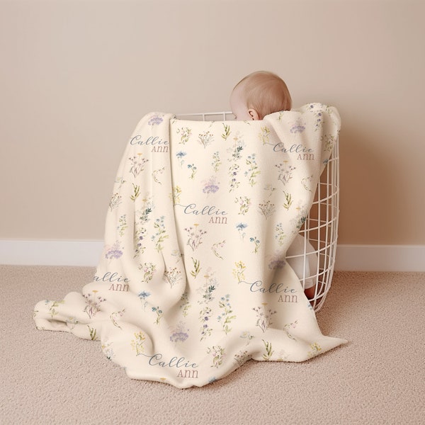 Personalized Minky Baby Blanket - Baby Girl Gift - Wildflowers - Plush Baby Blanket - Floral Blanket - Fur Blanket - WILDFLOWER Baby Deluxe