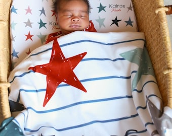 Personalized Minky Baby Blanket: Star Design Stroller Blanket