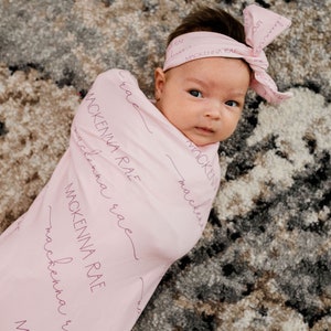 Pink Personalized Baby Girl Blanket Pink Swaddle With Name newborn Baby Girl Gift Pink Baby Blanket CAMDEN PINK STRETCHY Etsy Canada
