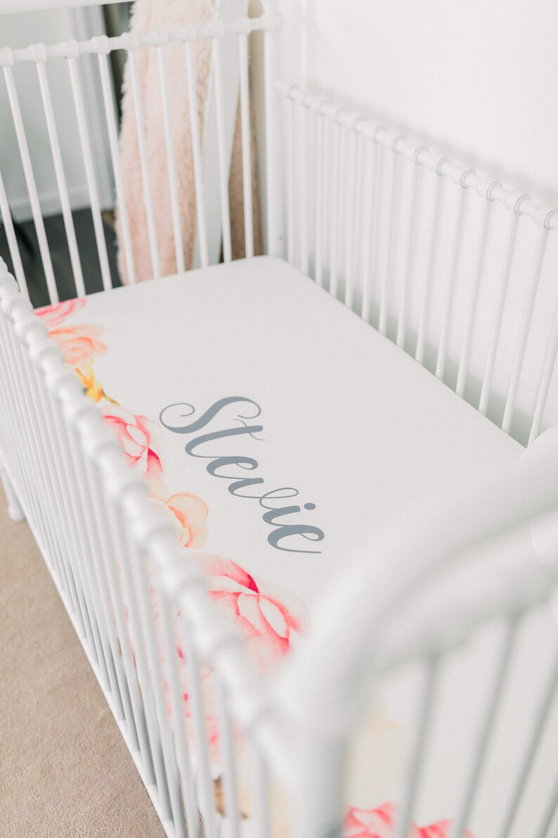 Crib Sheets Floral Sheet for Baby Girl Personalized Crib Etsy