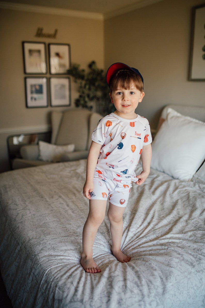 Kids pajamas, Personalized PJs for Kids, Baseball Pajamas, Birthday Gift, Boy Pajamas, Pajamas with Name, Baseball Print PJs image 7