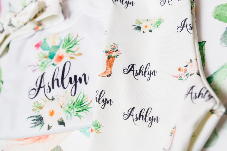 Succulent Cactus Flowers Leggings and Shirt for Babies Baby Girl Clothes Personalized Outfit for Baby or Toddler Girl