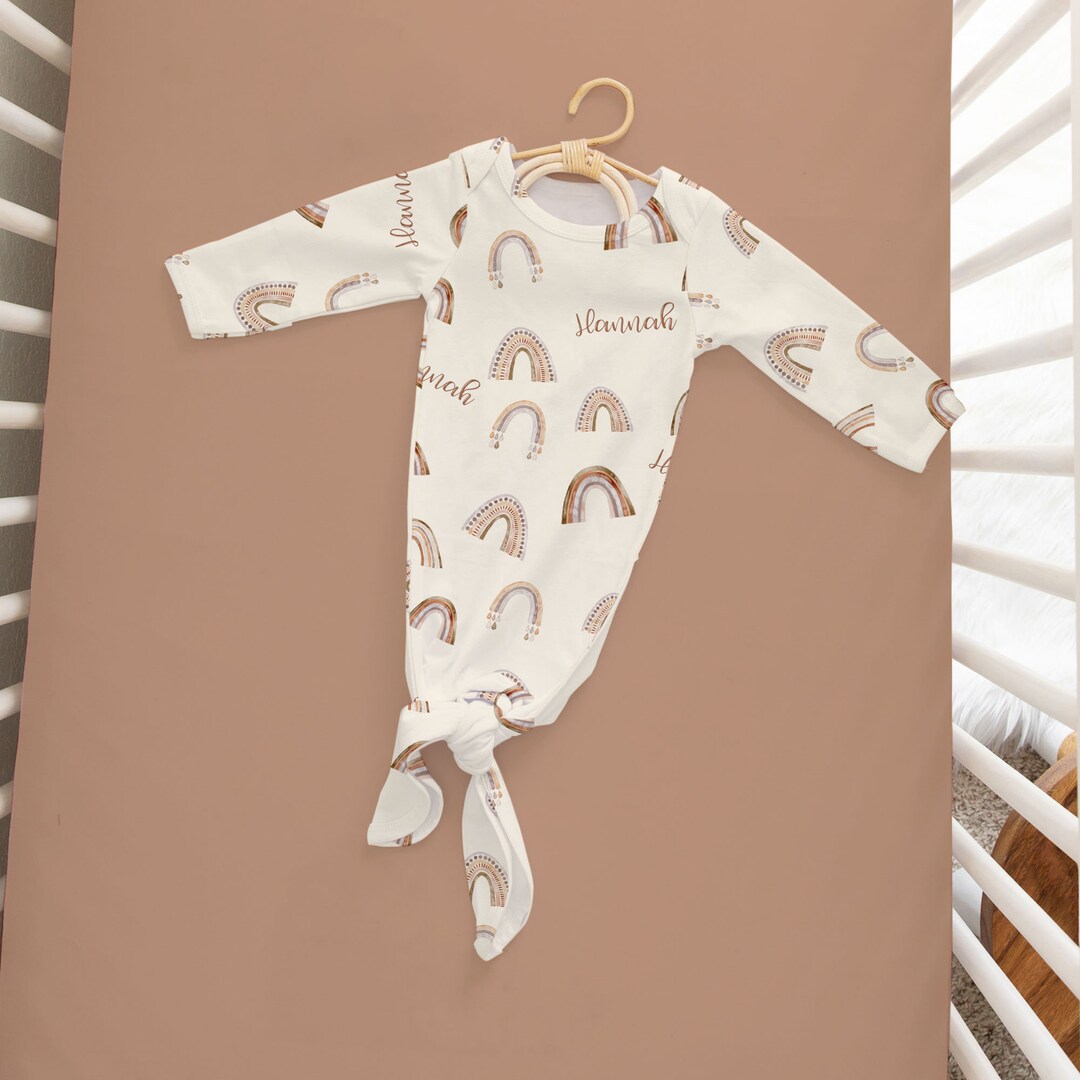 Rainbow Baby Gown With Name Personalized Rainbow Baby Etsy