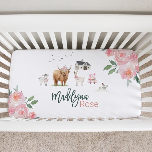 Farm Animals Crib Sheet Personalized Farm Nursery Bedding Etsy