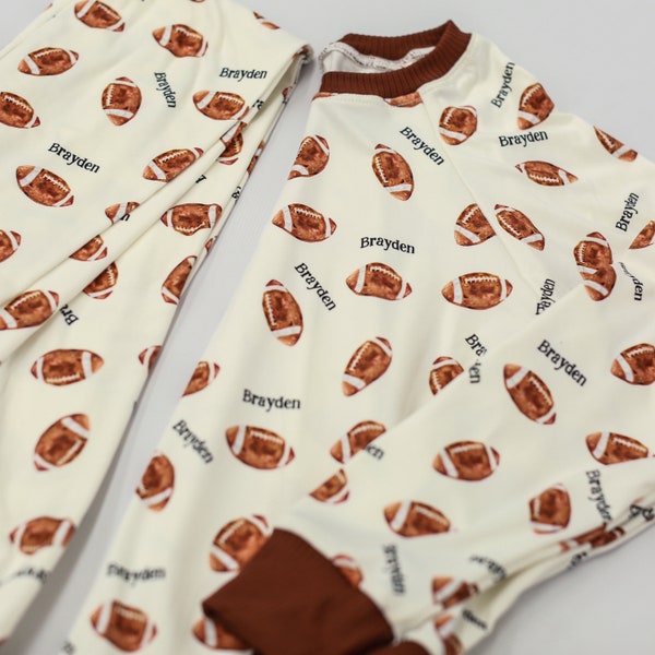 Kids pajamas, Personalized PJs for Kids,Football Pajamas, Gift For Football fans, Boy Pajamas, Pyjamas, Sports Jammies, Football PJs Jammies