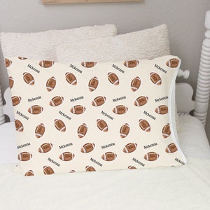 Personalized Football Pillowcase for Kids - Soft Minky Fabric with Name, Boy or Girl Print Options, Football-Themed Bedding Gift