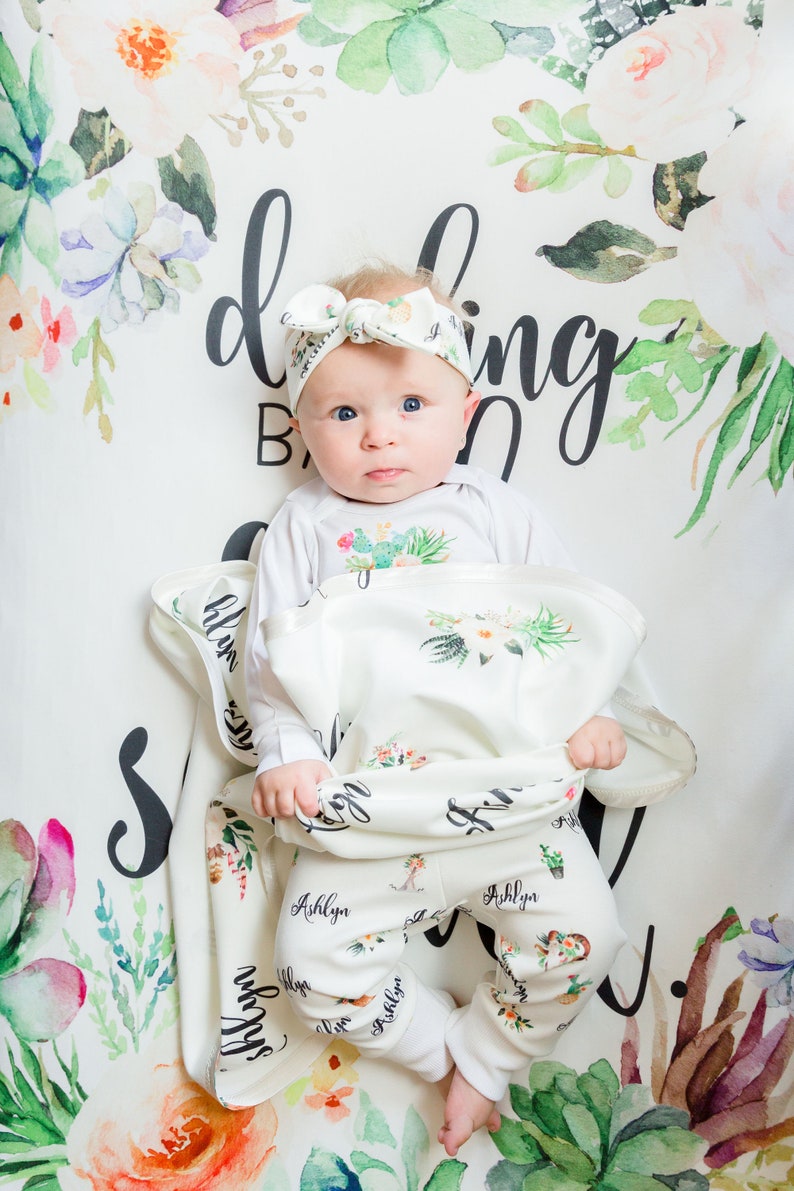Succulent Cactus Flowers Leggings and Shirt for Babies Baby Girl Clothes Personalized Outfit for Baby or Toddler Girl