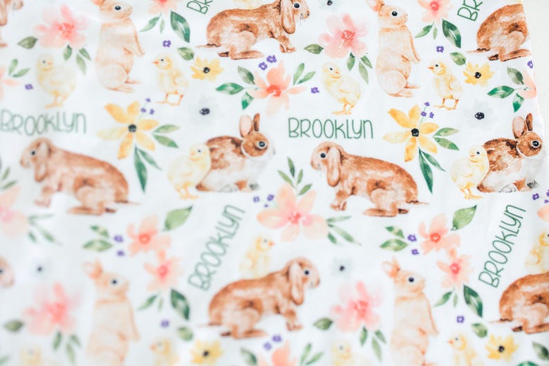 Personalized Easter Pajamas for Girls, Bunnies & Flowers, Soft Custom Kids PJ’s, Baby to Child Sizes, Cute Gift for Easter, Handmade image 7