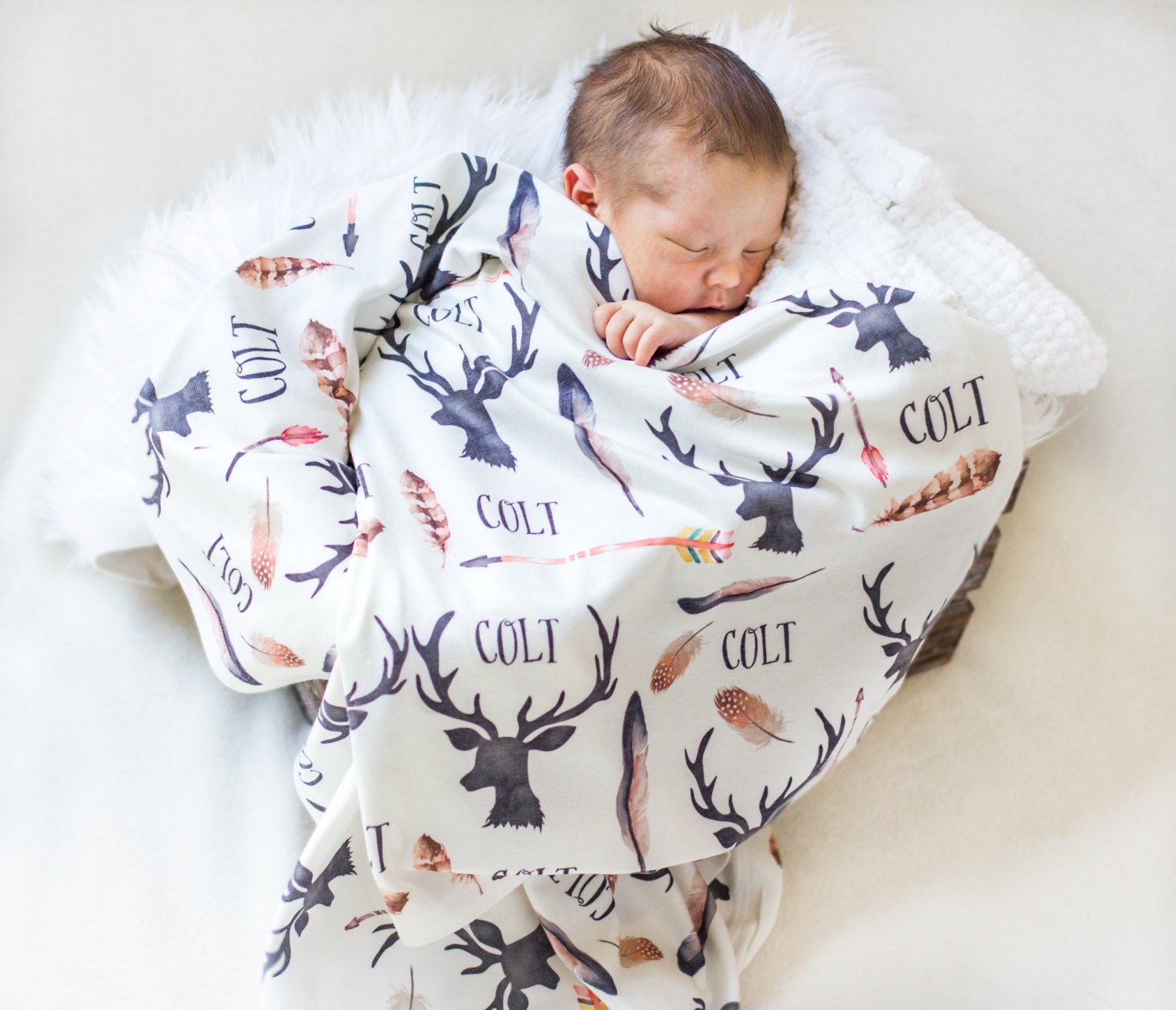 PERSONALIZED Baby Blanket Knit Pink Unicorn Custom Monogram Embroidered Gift Bab