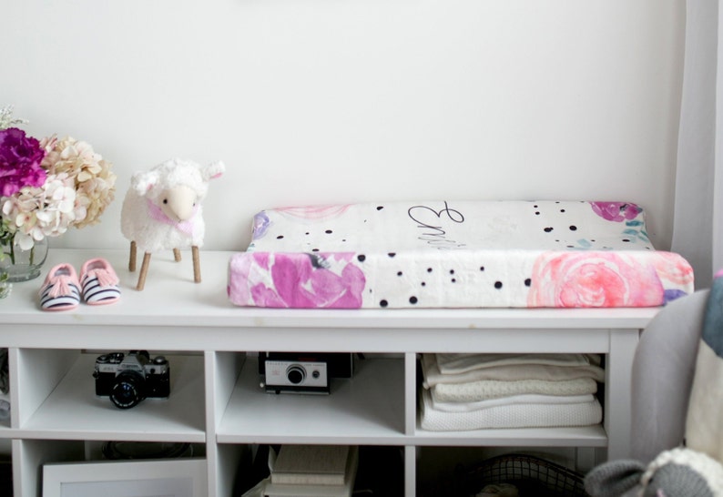 Personalized Changing Pad Cover Plum Rose Minky Changing Pad Cover Baby Gift