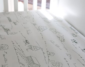 Farmhouse Toile Baby Boy Crib Sheet Personalized Farm Nursery