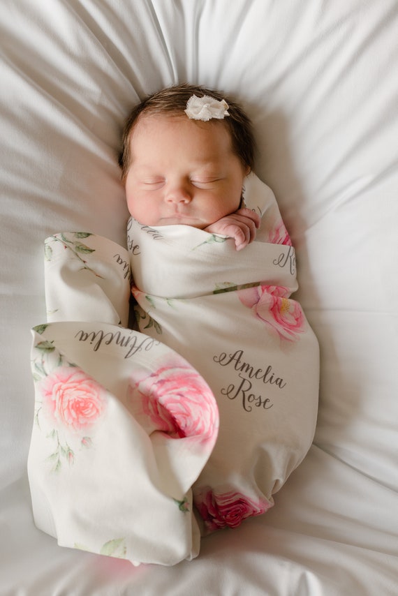 Personalized Baby Blanket Swaddle Blanket Garden Party Etsy