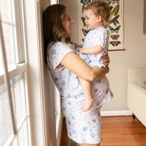 Blue floral pajama set hotsell