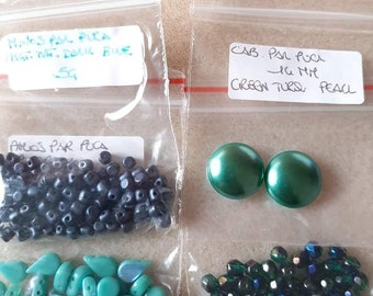 Lot of glass beads, turquoise colored beads, lot of precision beads, les perles par puca, creative kit, glass crystals