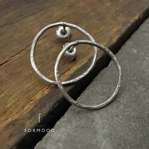stud earrings - raw sterling silver hoop earrings