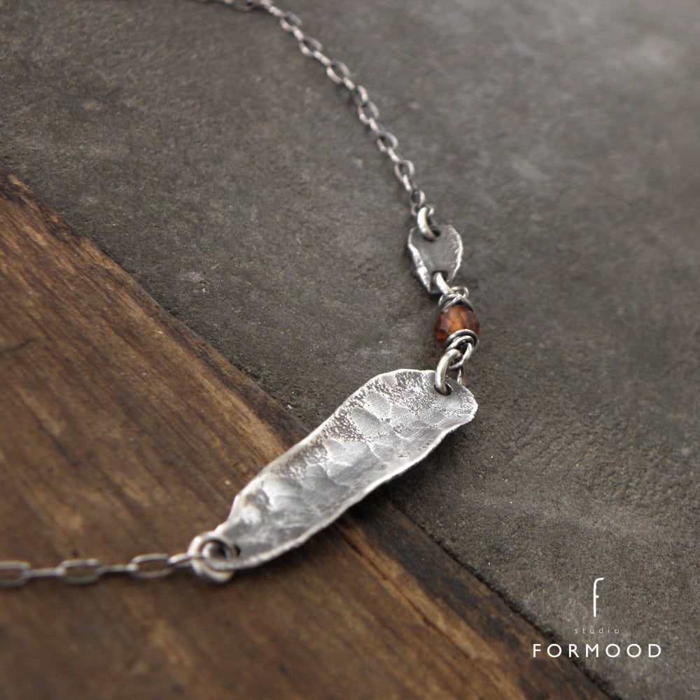 Oxidized Sterling Silver Hessonite Garnet Necklace
