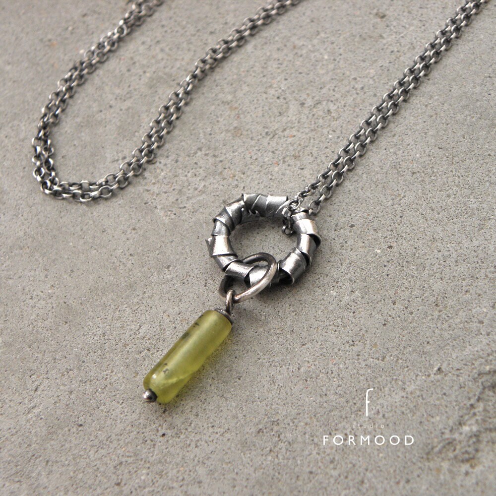 Sterling Silver & Jade Necklace Raw Sterling Silver Etsy
