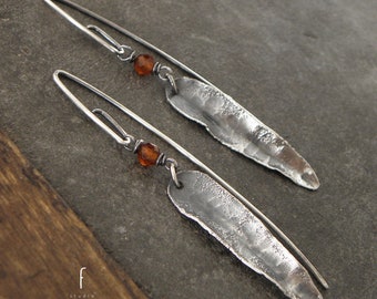 Oxidized Sterling Silver Garnet & Labradorite Earrings - OleaFORM