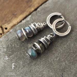 Oxidized Sterling Silver Labradorite Earrings