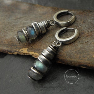 oxidized sterling silver & labradorite - earrings