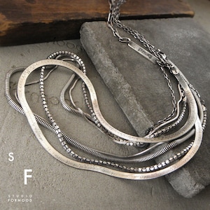 Oxidierte Sterling Silber Layered Halskette: Handgemachte Kette