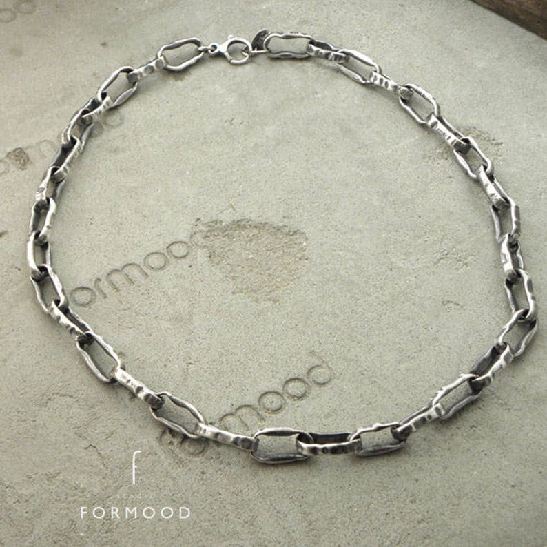 Sterling Silver Chain Handmade Chain Necklace Modern Raw Etsy