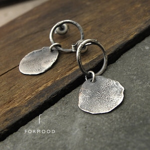 form017 collection - Small earrings, raw sterling silver earrings