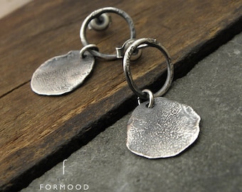 form017 collection - Small earrings, raw sterling silver earrings