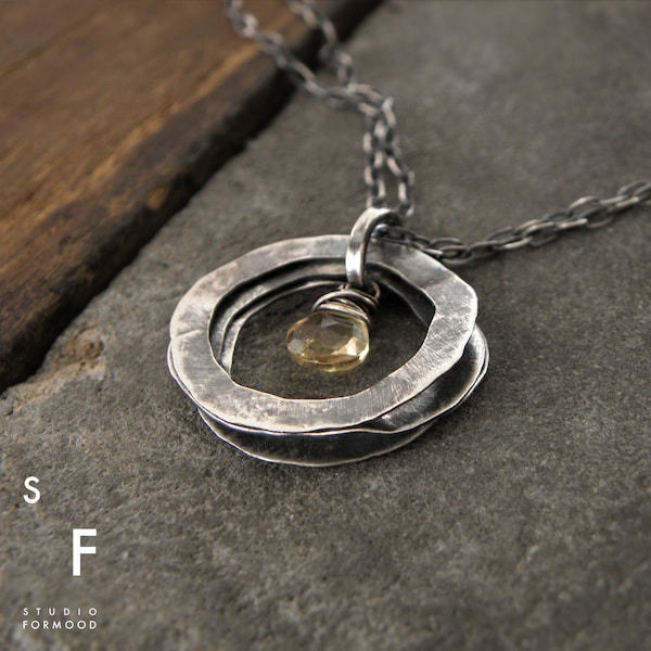 Collar - plata de ley oxidada y citrino