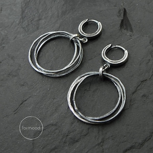 sterling silver earrings - oxidized raw sterling silver